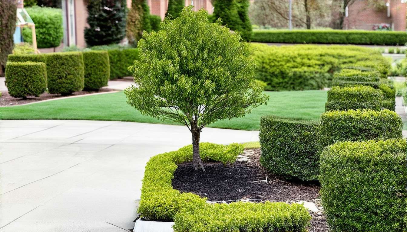 planting tree, perfect manicured landsca