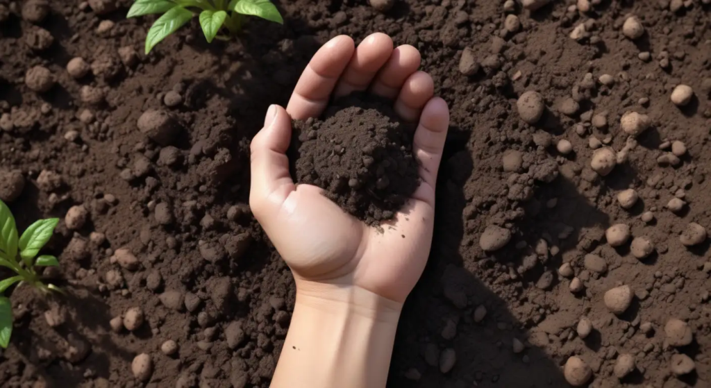 hand holding soil